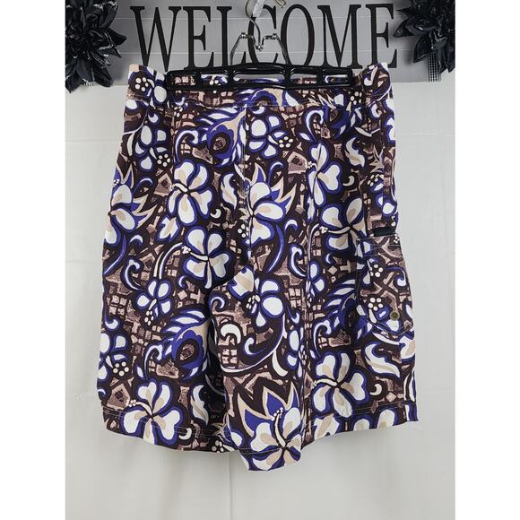 Express Hawaiian Brown & Purple Swim Trunks Board Shorts Men's Size 32 - Picture 3 of 7
